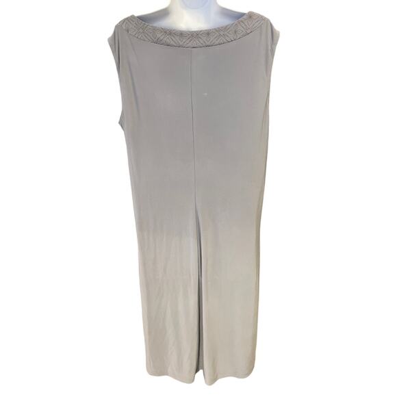 R&M Richards Womens Size XL Tan Chiffon Purple Beading Dress w/ Jacket Dark Grey - Picture 5 of 5